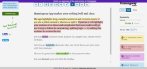 A screenshot of the Hemingway tool at work. (Common Writing Mistakes)